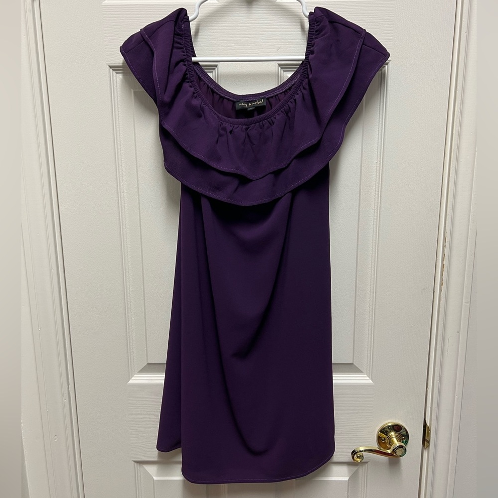 Purple off the shoulder dress